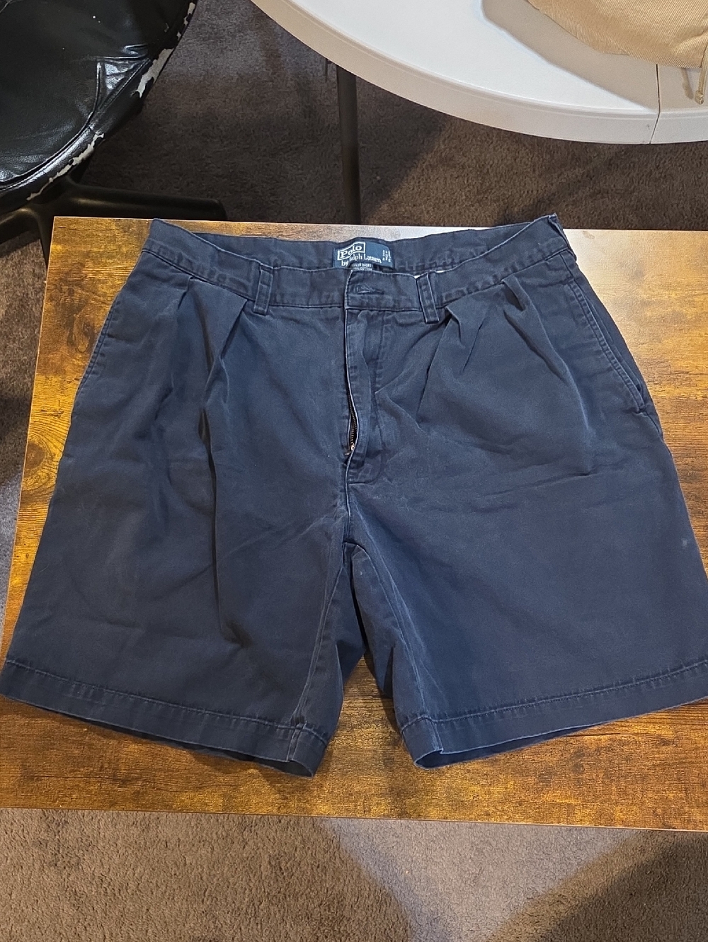 Ralph Lauren Men’s Navy Pleated Cotton Shorts